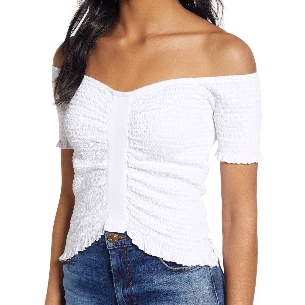 BP Smocked Off the Shoulder Top Small